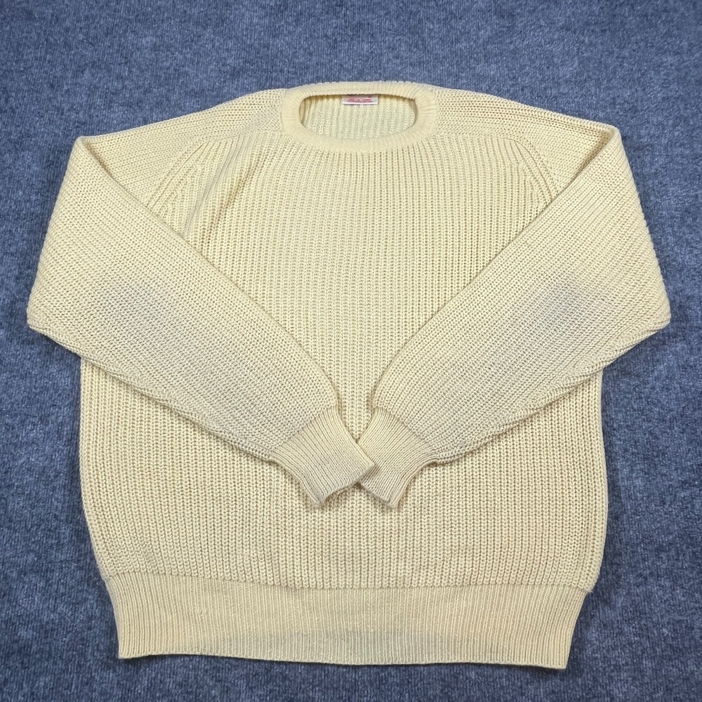 Circuit Pullover Sweater Mens XL Light Yellow Tight Knit Raglan Sleeve Crew Neck